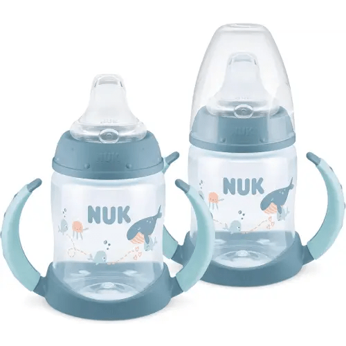 NUK First Choice Learner Cup 2.0, 5 oz. Sippy Cup with Handles, Spill Proof, Leak Proof Soft Straw Cup, 2-pack