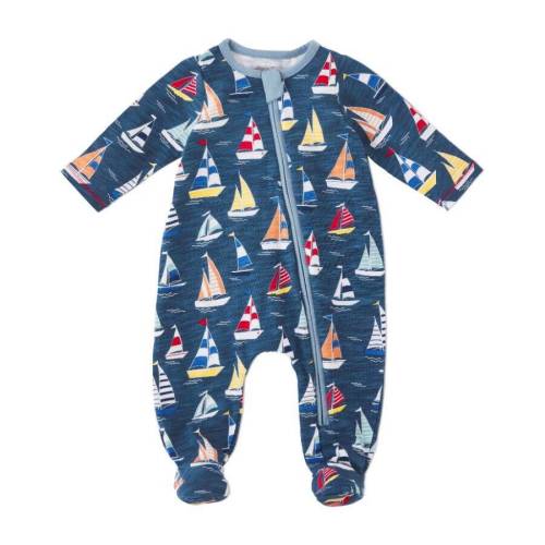 Mud Pie Sail Away Sailboat Zipper Sleeper  6-9 Months
