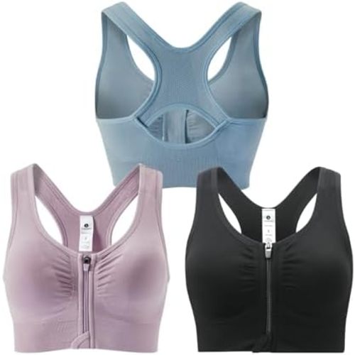 Zip Front Sports Bra for Women Medium Support Closure Bra