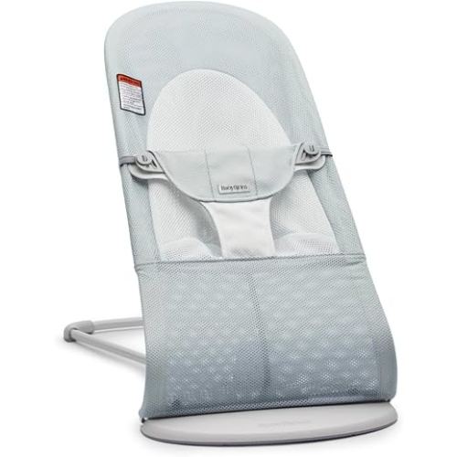 BabyBjörn Bouncer Balance Soft, Mesh, Silver/White 2-in-1 Adjustable Baby Bouncer Seat and Toddler Chair, Newborn to Toddler (8-29 lbs), 4 Positions, Lightweight & Portable