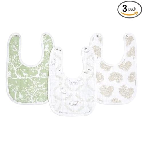 aden + anais Essentials Baby Bibs Soft & Absorbent 100% Muslin Cotton Adjustable Snap Bibs Set for Boys and Girls, 3 Pack, Harmony