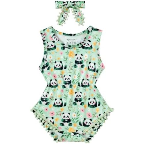 BFUSTYLE Baby Girl Clothes 0-24 Months Outfit Sleeveless Infant Romper Bodysuit with Headband