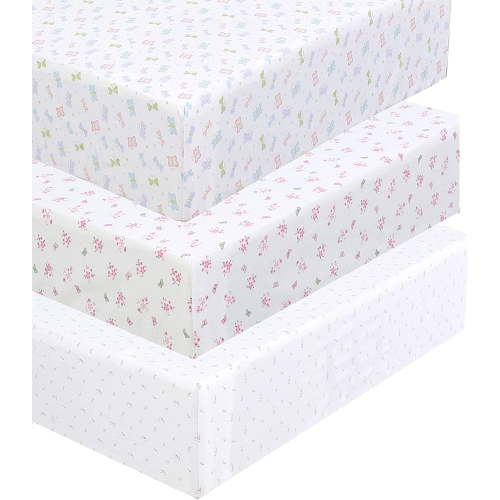 Danica 100% Cotton Fitted Baby Crib Sheet 3 Pack for baby Boys Girls |Standard Crib And Toddler Mattress Sheets | 28x52 Inch (3PK, Butterfly Garden)