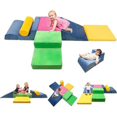 EOSAU Foam Climbing Blocks for Toddlers, 6-Piece Baby Crawling Blocks