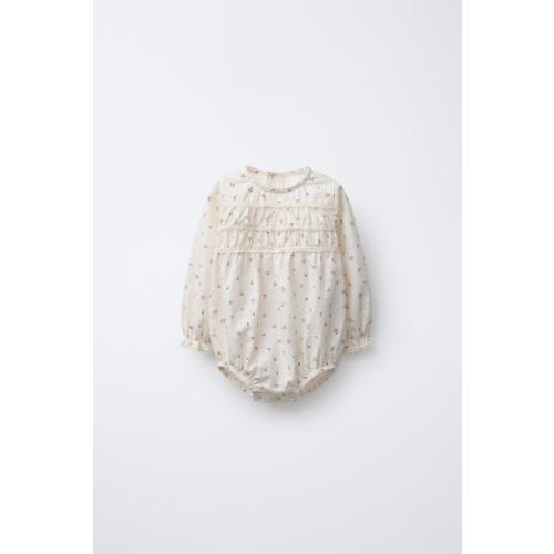LACE TRIM FLORAL BODYSUIT - Ecru | ZARA United States