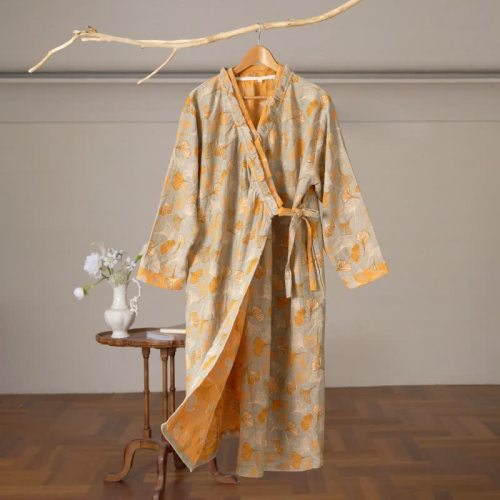 Ownkoti Ginkgo Leaf Ruffled Cotton Nightdress