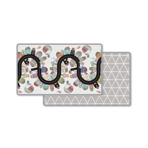 Skip Hop Double Play Reversible Playmat - Vibrant Village: Encourages Color and Shape Recognition, Folds for Easy Transport and Storage