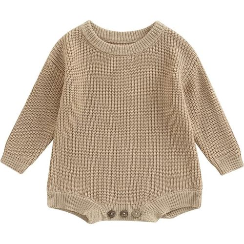 FYBITBO Baby Girl Boy Sweater Knit Oversized Pullover Sweatshirt Romper Onesie Warm Fall Winter Clothes Outfit Newborn