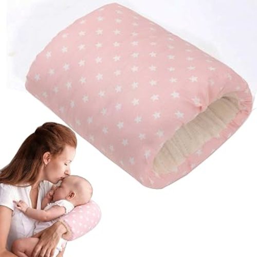 Cozy Cradle Arm Pillow for Feeding Baby, Baby Nursing Pillow Head Support Pillow for Breastfeeding (PinkWhite)