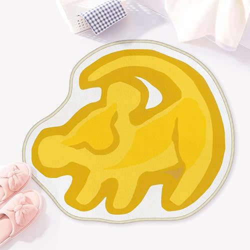 Allenjoy 31.5" x 27.2" Cartoon Lion Bathroom Rugs Long Tail Shape Mat Bathmat Rug Non Slip Washable