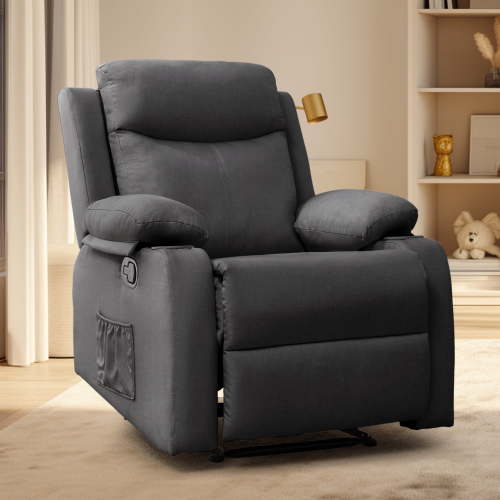 Korser Manual Small Recliner Chair with Fixed Base for Small Spaces Linen Fabric for Living Room,Dark Grey