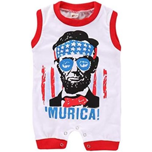 Ritatte Baby Boy 4th of July Romper Bodysuit Infant Sleeveless One Piece Jumpsuit Summer US Flag Independence Day Outfits