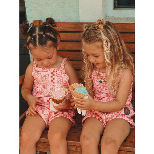 Pink Palm Little Surfer Girl Two-piece set