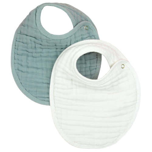 Cloud Muslin™ Bib 2 Pack - Steel + White