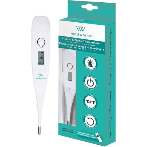 Clinical and Digital Thermometer - Baby Thermometer For Oral, Rectal, and Underarm Use - High Accuracy with Memory Recall and Fever Alarm - Suitable for Ages Newborn and Up