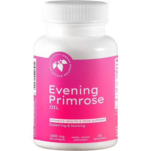 Mountain Meadow Herbs Evening Primrose Oil 1,000mg – Omega-6 Fatty Acids for Women’s Health, Supports Clear Skin & Hormonal Balance, Gluten-Free, Easy-to-Take Softgels (30 Count)
