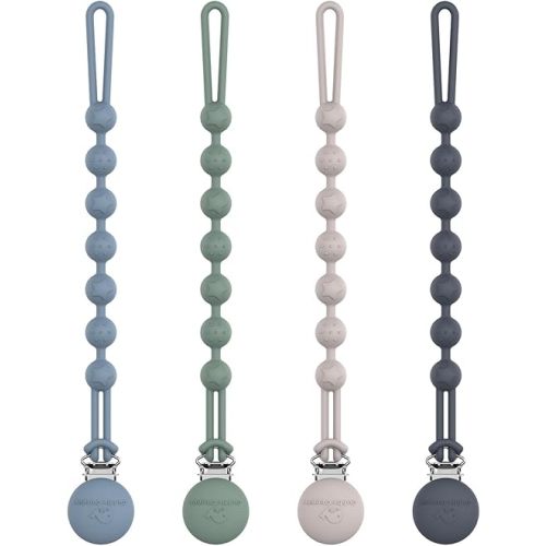 Cuddle Campus Silicone Pacifier Clip Holder with One Piece Design,Soft Flexible Binky Clips with Texture for Baby Boy and Girl Pack of 4 (6m+)