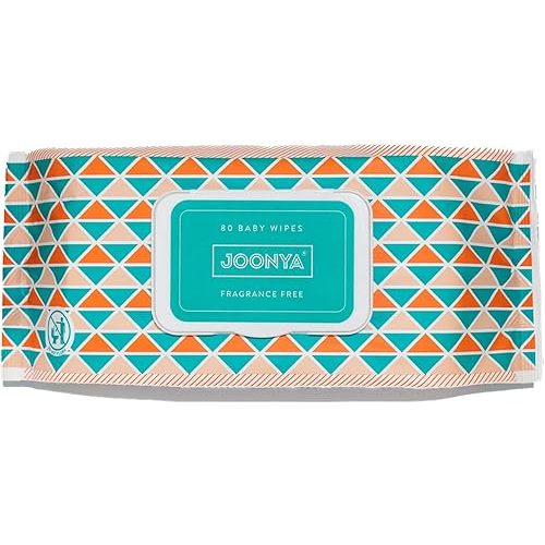 JOONYA Baby Wipes | Unscented Extra Large Wipes For Newborn Sensitive Skin | Non-Toxic, Hypoallergenic & Biodegradable | 99.7% Water, Fragrance-Free, Plant-Based, Pop-Up Lid | 80 Count