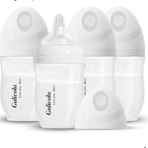 Gulicola PP (NOT Glass) Baby Breastfeeding Bottles Newborn Set 4 Pack, Extra Slow Flow Nipples, 0 Months +, 5 oz - White