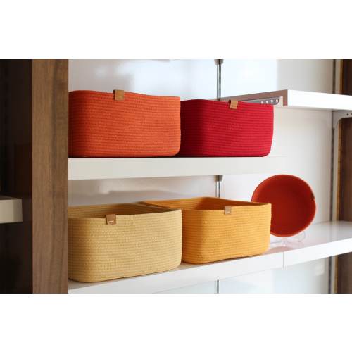 Square Cotton Rope Basket, Handmade Basket, Cotton Rope Organizer, Cotton Rope Kitchen Decor, Housewarming Gift, Handmade Towel Basket