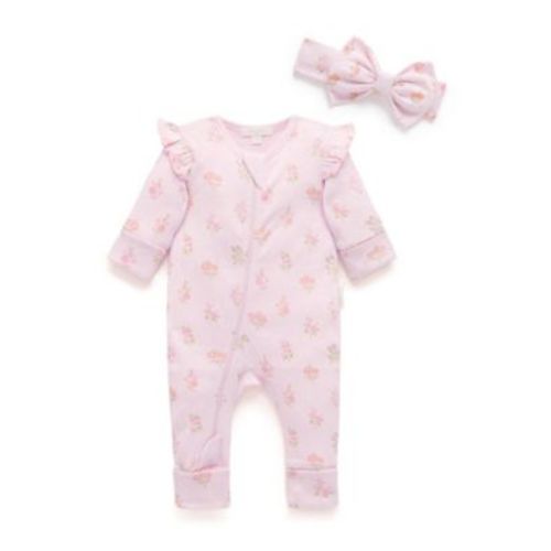 Baby Girls Zip Coverall & Headband Set