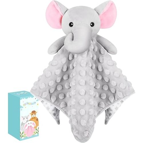 Loveys for Babies,Soft Baby Security Blanket for Newborn Infant Toddler Snuggle Toy Stuffed Animal,Lovey Elephant Security Blankets Baby Unisex Gifts(Gray Elephant,12.4in)