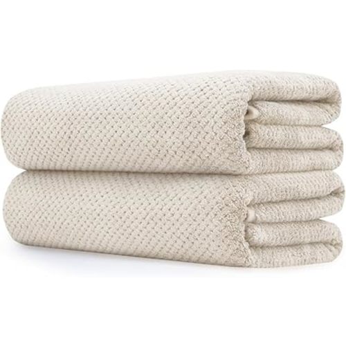 Extra Large Bath Towel Set of 2 (35"x70"),Oversized Bath Sheet Super Soft Highly Absorbent Jumbo Bathroom Towel Set Microfibers Quick Dry Shower Towel for Hotel,Bathroom,Guest,Spa,Gym (2PCS Khaki)