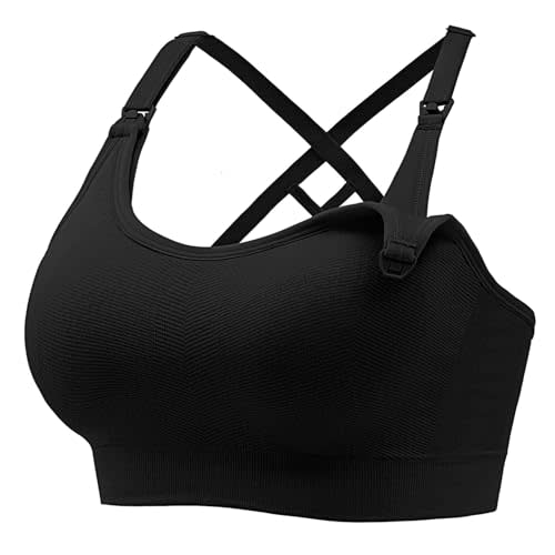 Angelhood Nursing Bras for Breastfeeding, Seamless Nursing Sports Bra Medium Impact Support Maternity Bras for Pregnancy