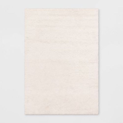5'x7' Plush Shag Area Washable Rug Cream - Room Essentials™