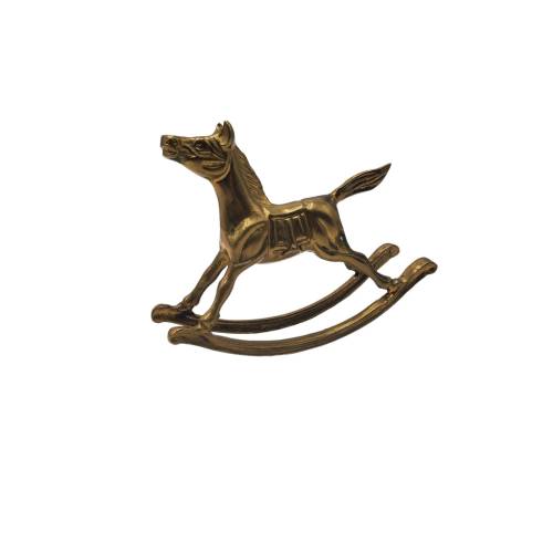 Vintage Brass Rocking Horse Figurine Equestrian Baby Nursery Baby Shower Gifts
