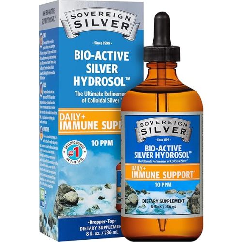 Sovereign Silver Immune Support - Colloidal Silver, Bio-Active Silver Hydrosol, 10 ppm, Liquid Dropper, 8 Fl Oz, (236 mL)
