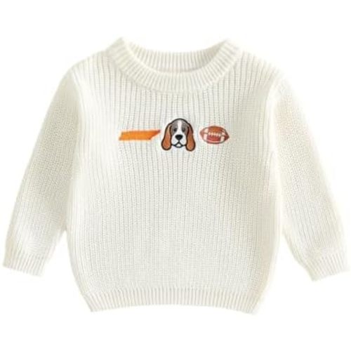 Baby Boy Football Outfit Long Sleeve Embroidered Sweater Pullover Knitwear Top Newborn Infant Boys Sweaters