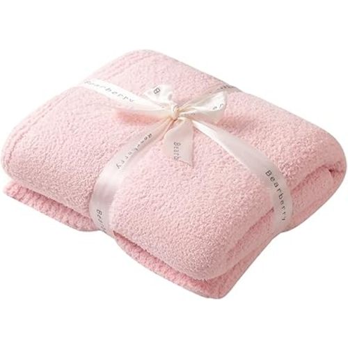 bearberry Knit Throw Blanket 40x50 Pink Super Soft Plush for Couch