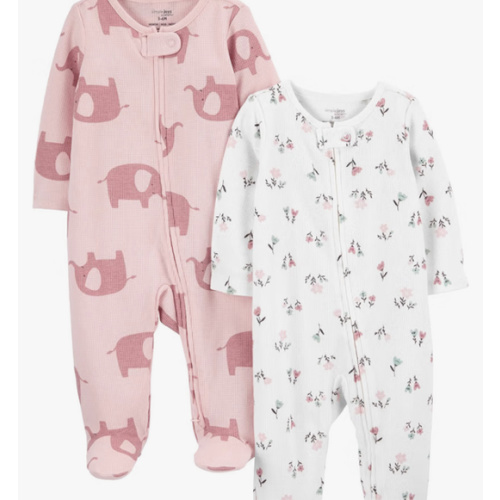Simple Joys by Carter's Baby Girls' 2-way Zip Thermal Footed Sleep and Play, Pack of 2