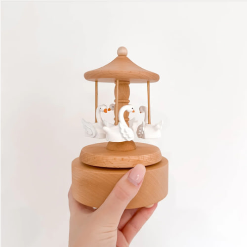 Heirloom Wooden Musical Carousel - Swan