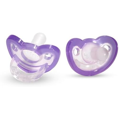 RaZbaby Jollypop Pacifier for Newborns & Up, USA Made, Natural Shaped Orthodontic Binky, Lovingly Shared in NICUs & Hospitals Worldwide, Medical-Grade 100% BPA-Free - 0-3 Months, 2 Pack - Lavender