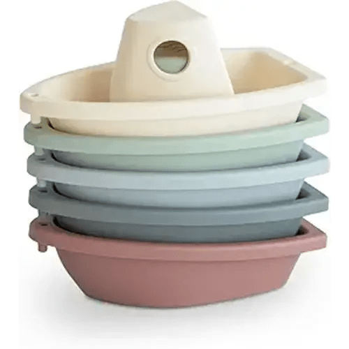 Mushie Stackable Bath Boats Toy (Original) | Floating Bathtub Toys for Baby & Toddler, Set of 5 | Made in Denmark