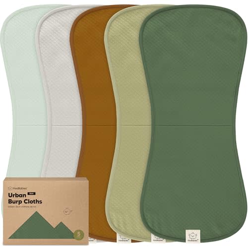 KeaBabies 5-Pack Organic Burp Cloths Baby Girl, Boy - Extra Large, Absorbent Baby Burp Cloths, Soft Burping Cloths for Babies, Newborn Burp Clothes, Cotton Burp Rags,Thick Burp Cloth (Hunter/Quin)