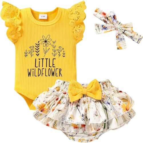 ZOELNIC Newborn Baby Girl Clothes Infant Ruffles Romper Shorts Set Floral Summer Outfits Cute Baby Clothes Girl
