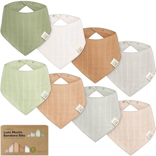 8-Pack Muslin Baby Bibs for Boys, Girls - Muslin Bandana Drool Bibs for Baby Girl & Boy, Drooling Newborn, Teething Toddler, Infant 0-36 Months, 100% Cotton Extra Absorbent & Soft (Pine)