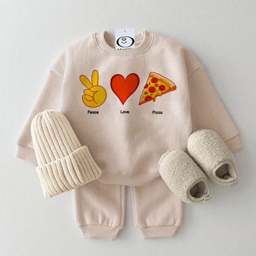 PEASE LOVE PIZZA Baby Sweatshirt 2-piece Set