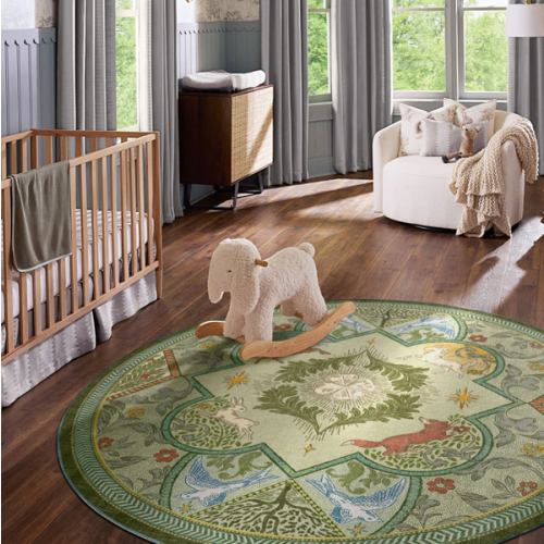 Woodland Wanderer Medallion Green Flatwoven Rug | Ruggable