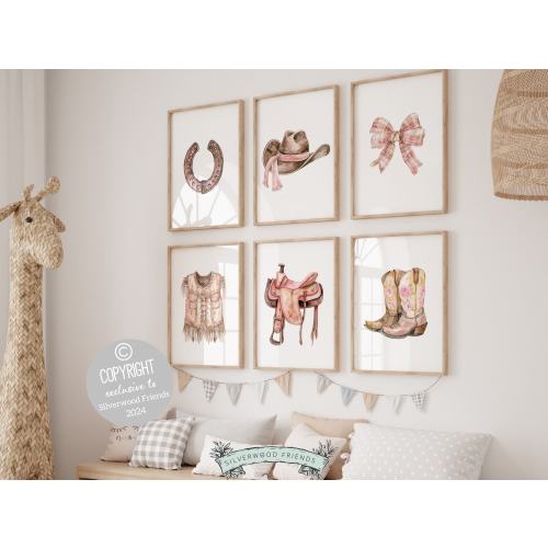 Cowgirl Nursery Prints, Cowgirl Nursery Decor, Baby Girl Western Nursery Decor, Girls Equestrian Horse Riding Nursery Wall Art Digital Print