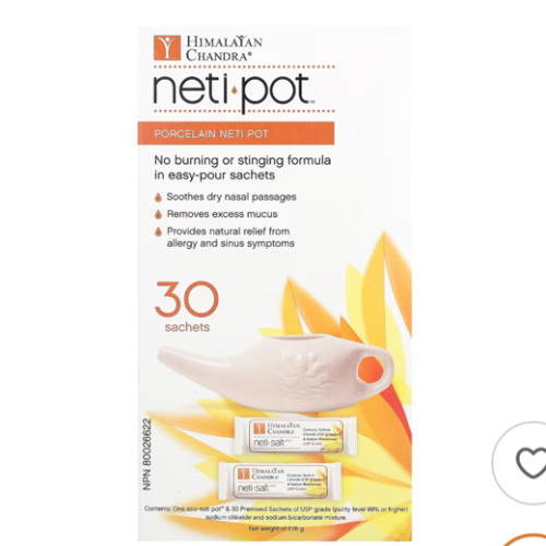 Porcelain Neti Pot with Neti Salt Saches, 2.16 g