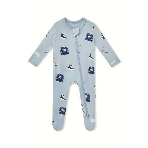 Zippered Footie in Vintage Hockey 0-3M | Kyte Baby