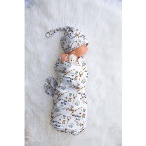 Personalized Fishing Adventure Baby Swaddle Customizable Fishing Nursery Decor