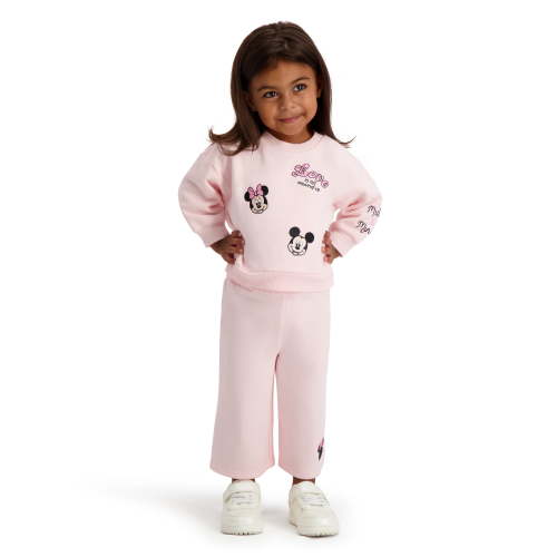 Minnie & Mickey Baby Girl 2 Piece Embroidered Sweat Set, Sizes 0-24 Months