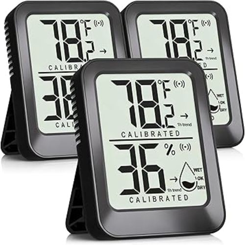 3 Pack Room Thermometer Indoor Hygrometer for Home, Digital Sensor Mini Humidity Gauge Meter, Temperature Humidity Monitor for Bedroom, Pet, Plant - Battery Included