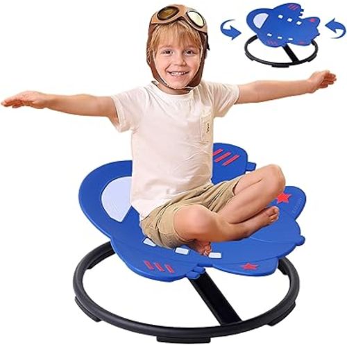 Spinning Chair for Autistic Kids (3-18 Years), Sensory Swivel Chair for Teens with ADHD/Autism – 23×21 Inch 220LBS Weight Capacity Seat – Sit and Spin Calming Toy for Body Balance (Blue)