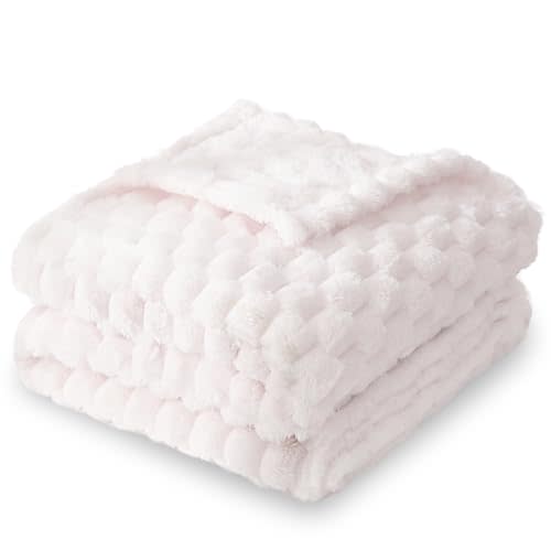 HOMRITAR Flannel Fleece Fluffy Fuzzy Blanket for Baby 3D Jacquard Soft Warm Plush Bed Blankets for Home Decor, Toddler Infant or Newborn Receiving Blanket (30 x 40 Inch, Cream)